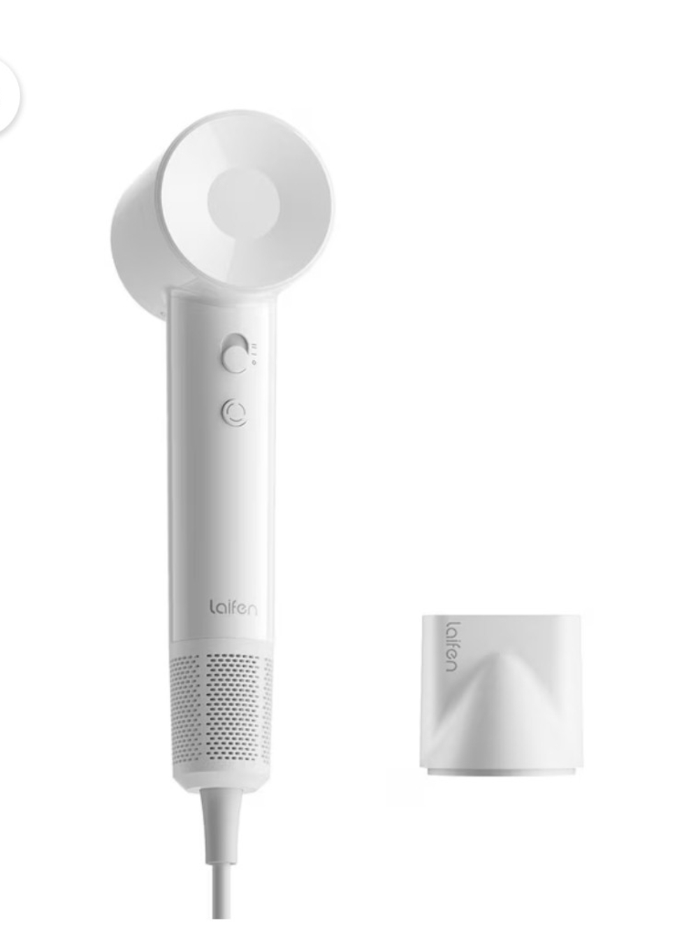 Laifen White Handheld Hair Dryer with Concentrator Nozzle